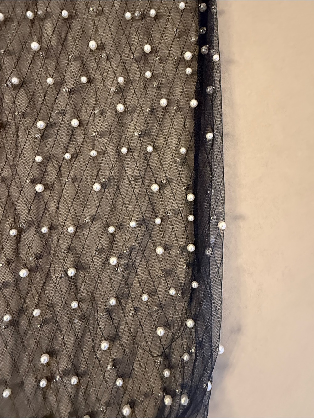 Haute Monde Pearl Embellished Sheer Overlay Layering Mesh Maxi Skirt Black Y2K L - Picture 12 of 16